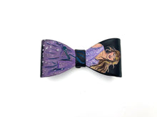 Load image into Gallery viewer, Bow clips with a design of taylor swift on black background