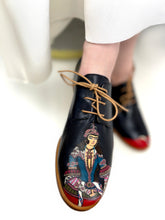 Load image into Gallery viewer, handpainted Italian comfortable oxford navy blue with queen design
