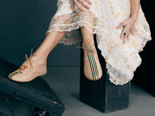 Load image into Gallery viewer,  Hand painted Italian leather shoes – Floral and minimal striped design
