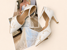 Load image into Gallery viewer, Custom Bridal Shoes, handpainted Italian leather wedding heels