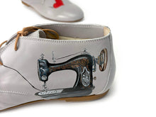 Load image into Gallery viewer, Hand painted Italian leather high heels featuring an elegant vintage inspired design