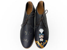 Load image into Gallery viewer, handpainted Italian charcoal chukka boots with king design