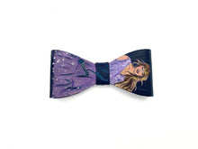 Load image into Gallery viewer, Bow clips with a design of taylor swift on navy background