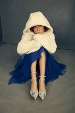 Load image into Gallery viewer, Hand painted beige Italian leather high heels featuring a delicate blue floral design