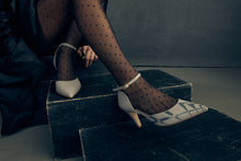 Load image into Gallery viewer, Hand-painted gray Italian leather high heels featuring a sleek minimalistic design