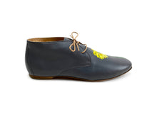 Load image into Gallery viewer, handpainted Italian comfortable  charcoal chukka boots with yellow flower design