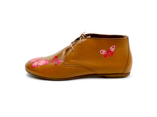 Load image into Gallery viewer, handpainted Italian comfortable cognac chukka boots with butterfly design