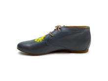 Load image into Gallery viewer, handpainted Italian comfortable  charcoal chukka boots with yellow flower design
