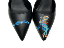Load image into Gallery viewer, Elegant handcrafted Italian leather heels adorned with a classic dance motif