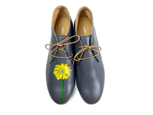 Load image into Gallery viewer, handpainted Italian comfortable  charcoal chukka boots with yellow flower design