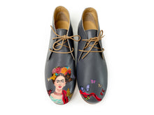 Load image into Gallery viewer, Pair of charcoal chukka boot shoes with frida design