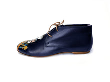Load image into Gallery viewer, Hand painted black Italian leather shoes featuring a portrait of Naser al-Din Shah Qajar