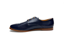 Load image into Gallery viewer, Hand painted Italian leather navy shoes