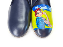 Load image into Gallery viewer, Empowering Super Woman artwork on hand painted Italian shoes