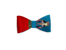 Load image into Gallery viewer, Italian leather blue bow with a hand painted ancient queen design