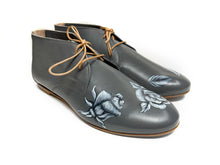 Load image into Gallery viewer, Luxurious gray shoes featuring a hand-painted floral motif, perfect for a romantic and feminine touch