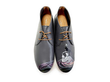 Load image into Gallery viewer, handpainted Italian comfortable  charcoal chukka boots with dance design
