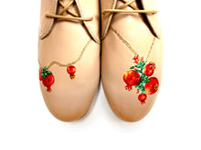 Load image into Gallery viewer, handpainted Italian comfortable beige chukka boots with pomegranate design