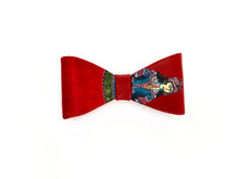 Load image into Gallery viewer, Italian leather red bow with a hand painted ancient queen design