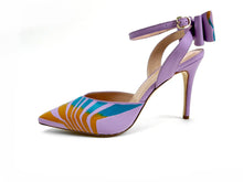 Load image into Gallery viewer, handpainted Italian comfortable lilac  heels pumps with pattern design