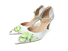Load image into Gallery viewer, Hand painted Italian leather high heels featuring an elegant bridal flower design