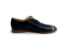 Load image into Gallery viewer, handpainted Italian comfortable oxford navy blue with positano design