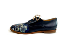 Load image into Gallery viewer, handpainted Italian comfortable oxford navy blue with positano design