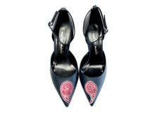 Load image into Gallery viewer, Elegant black high heels featuring a love themed artistic painting
