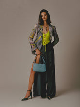 Load image into Gallery viewer, handpainted Italian comfortable navy blue pumps heels with cubism design