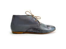 Load image into Gallery viewer, handpainted Italian comfortable charcoal chukka boots with galaxy design