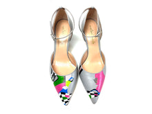 Load image into Gallery viewer, handpainted Italian comfortable gray heels pumps with lips design