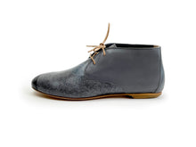 Load image into Gallery viewer, handpainted Italian comfortable charcoal chukka boots with galaxy design