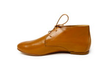 Load image into Gallery viewer, handpainted Italian comfortable cognac chukka boots with orange design
