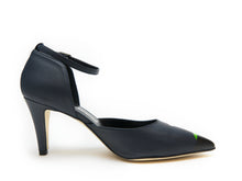 Load image into Gallery viewer, handpainted Italian comfortable navy blue pumps heels with cubism design