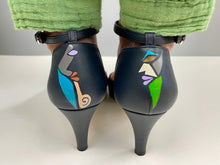Load image into Gallery viewer, handpainted Italian comfortable navy blue pumps heels with cubism design