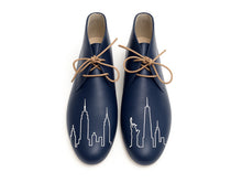 Load image into Gallery viewer, Navy Blue  hand painted Italian chukka boot shoes with New York design
