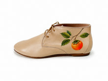 Load image into Gallery viewer, handpainted Italian chukka flats with persimmon design
