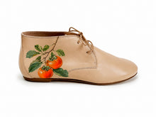 Load image into Gallery viewer, handpainted Italian chukka flats with persimmon design
