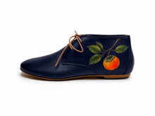 Load image into Gallery viewer, handpainted Italian chukka flats with persimmon design
