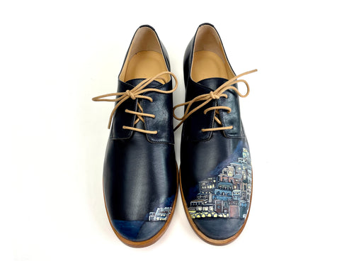 handpainted Italian comfortable oxford navy blue with positano design