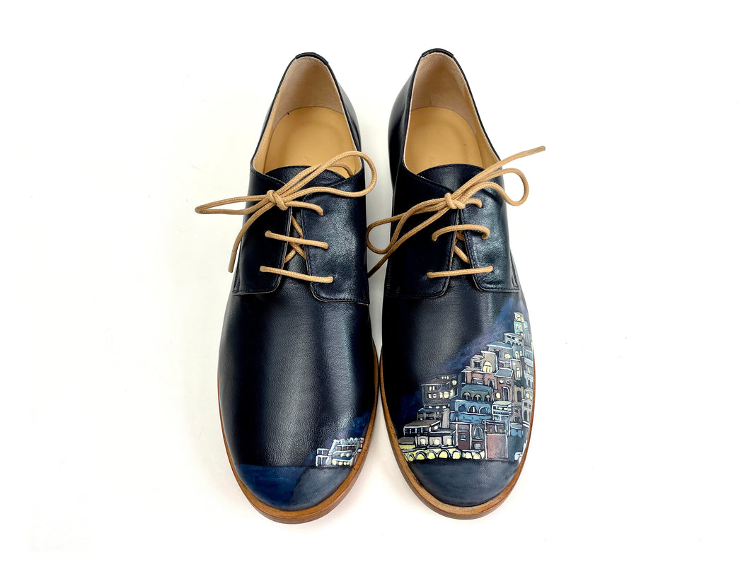 handpainted Italian comfortable oxford navy blue with positano design