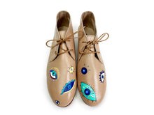 Load image into Gallery viewer, handpainted Italian comfortable Beige chukka boots with eye design
