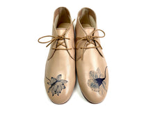Load image into Gallery viewer, handpainted Italian comfortable beige chukka boots with flower design
