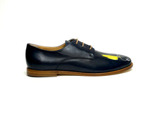 Load image into Gallery viewer, handpainted Italian comfortable navy blue shoes with line art design
