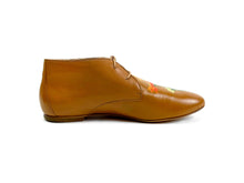 Load image into Gallery viewer, handpainted Italian comfortable cognac chukka boots shoes with flower design
