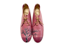 Load image into Gallery viewer, handpainted Italian comfortable mauve chukka boots with tree design
