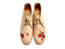 Load image into Gallery viewer, handpainted Italian comfortable beige chukka boots with pomegranate design
