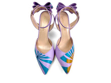 Load image into Gallery viewer, handpainted Italian comfortable lilac  heels pumps with pattern design
