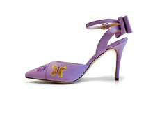 Load image into Gallery viewer, handpainted Italian comfortable lilac pumps heels with butterfly design
