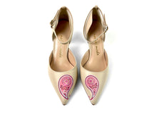 Load image into Gallery viewer, Elegant beige high heels featuring a love themed artistic painting
